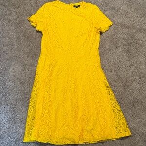 Ralph Lauren Vibrant Yellow Lace Midi Dress